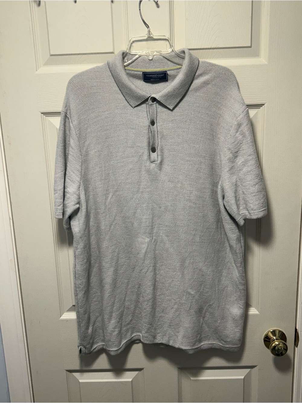 Vineyard Vines Shep & Ian Heather Gray Merino Wool Polo Large Golf